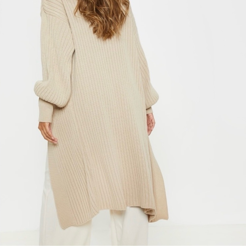 PrettyLittleThing Tan Ribbed Cardigan